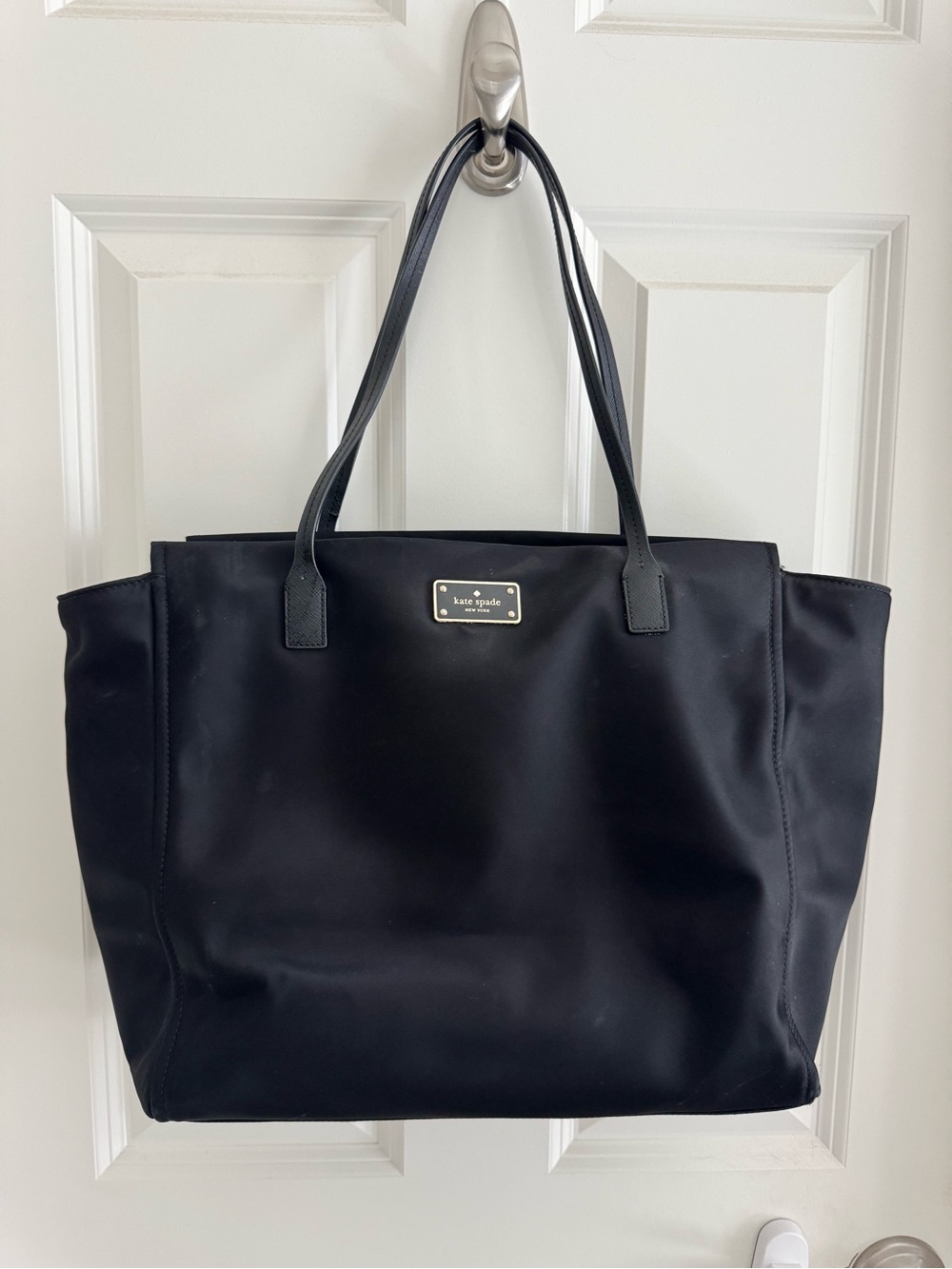 kate spade Black Nylon Tote with Gold Plaque